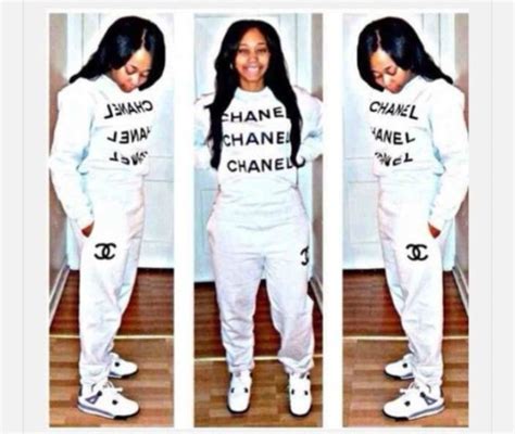 chanel sweatpants black and white|chanel sweatsuit.